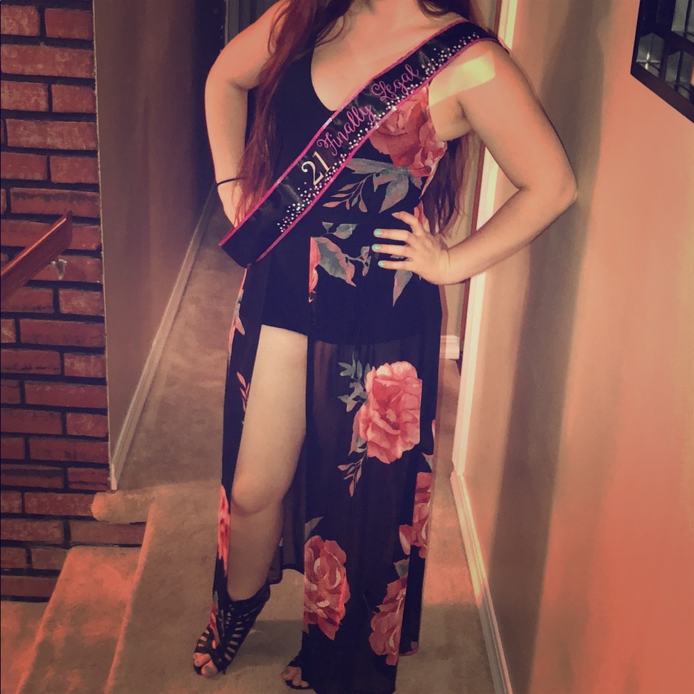 Sexy Rose Romper Dress maxi sheer